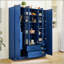 Grand garde-manger moderne avec 6 portes, tablettes réglables, plateaux coulissants et support à vin pour un rangement efficace-131657406