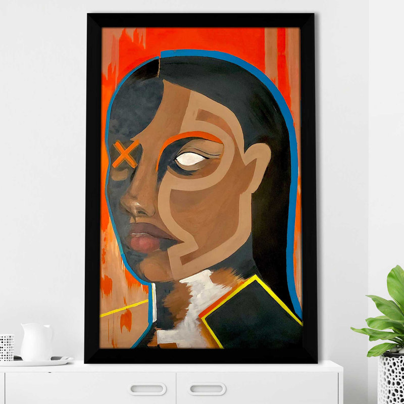 «Fearless (Vertical)» par Cassie Studios - Peinture, Cadre noir, H 27,5 po x l 21,5 po x P 0,75 po