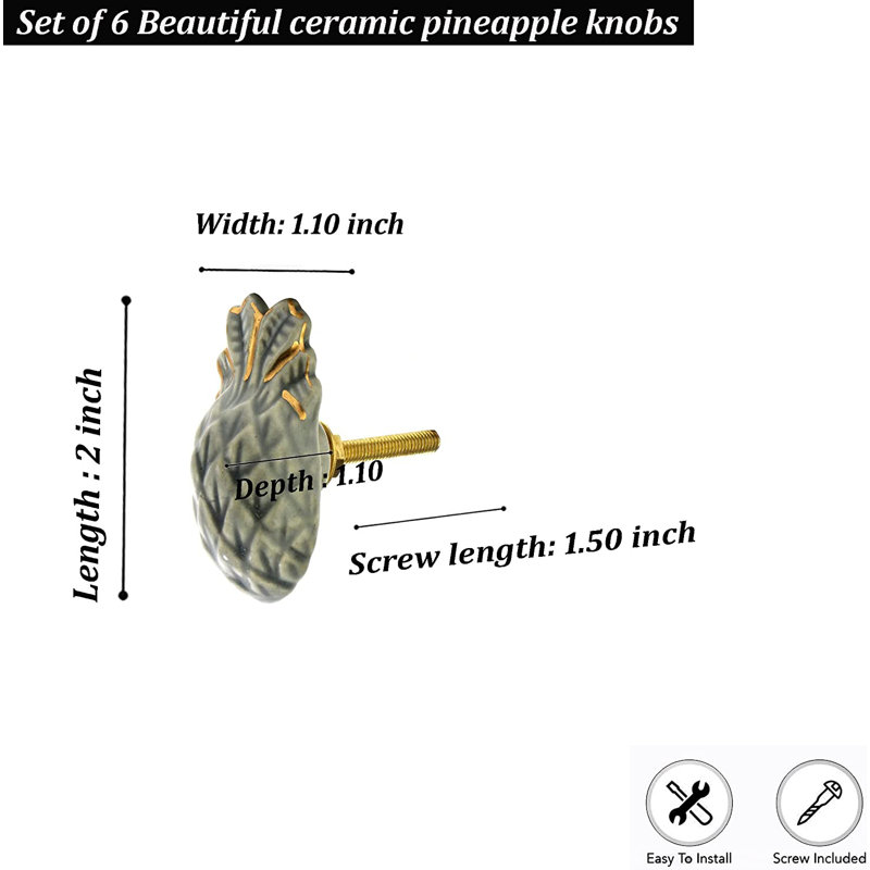 2.25" Length Pineapple Novelty Knob Multipack