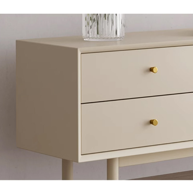 Meuble télé en bois massif de style japonais, Crème, crème, 62.99"