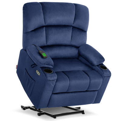 Bayani 27.2" Extra Wide Lay Flat Dual Motor Power Recliner Lift Chair with Massage and Heat, Infinite Position, Fabric
