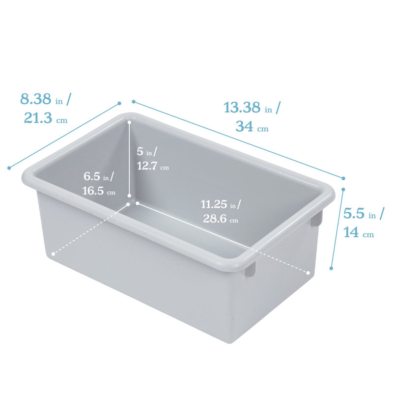 ECR4Kids Cubby Storage Plastic Bin with Lids, Multipurpose Organization, 10-Piece, Light Gray