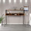 Bureau d'étude moderne, finition noyer, 55,1 po x 47,6 po x 27,6 po | 100% panneau de particules enduit de mélamine, 0,7 po d'épaisseur | Pieds électrostatiques en métal thermolaqué | Conception spacieuse avec tablette de 11,8 pouces de hauteur, parfaite pour le bureau à domicile-106776167