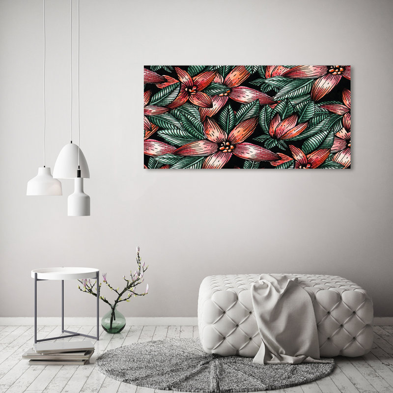 Floral Pattern 1 Piece Wrapped Canvas Wall Art