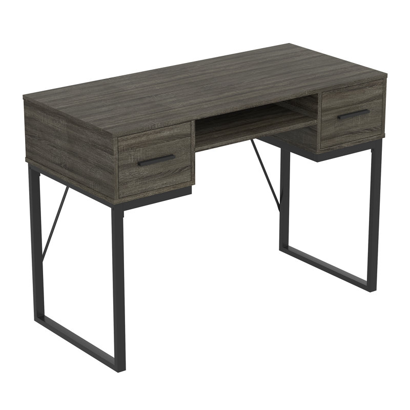 Marillany Metal Base Writing Desk, Dark Gray/Black
