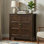 Armoire de rangement basse en bois massif avec tablettes réglables Burlington