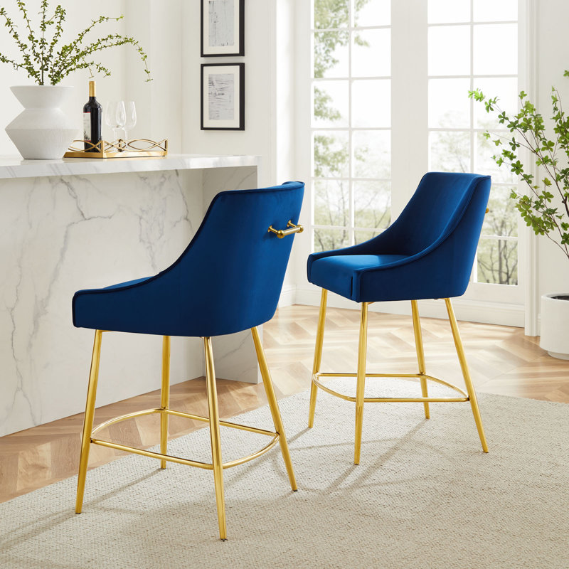 Modway Discern Bar Stools - Set of 2, Navy, Counter Stool (25.5" Seat Height)