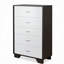 Commode 5 tiroirs blanche et espresso