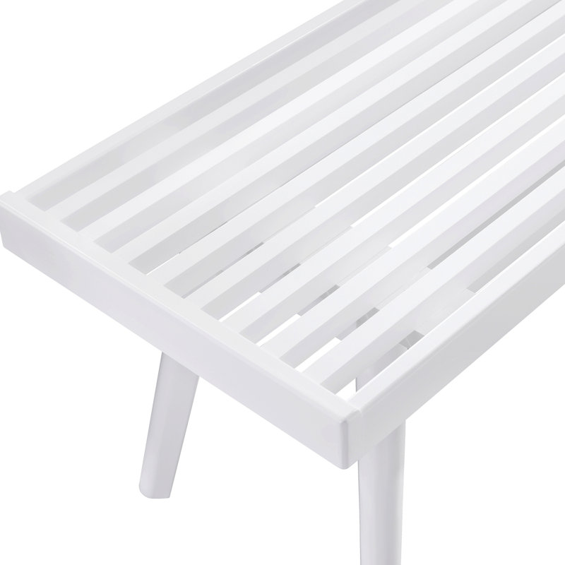 Cailob Wood Bench, 17.55" H x 56.35" W x 16.55" D, White