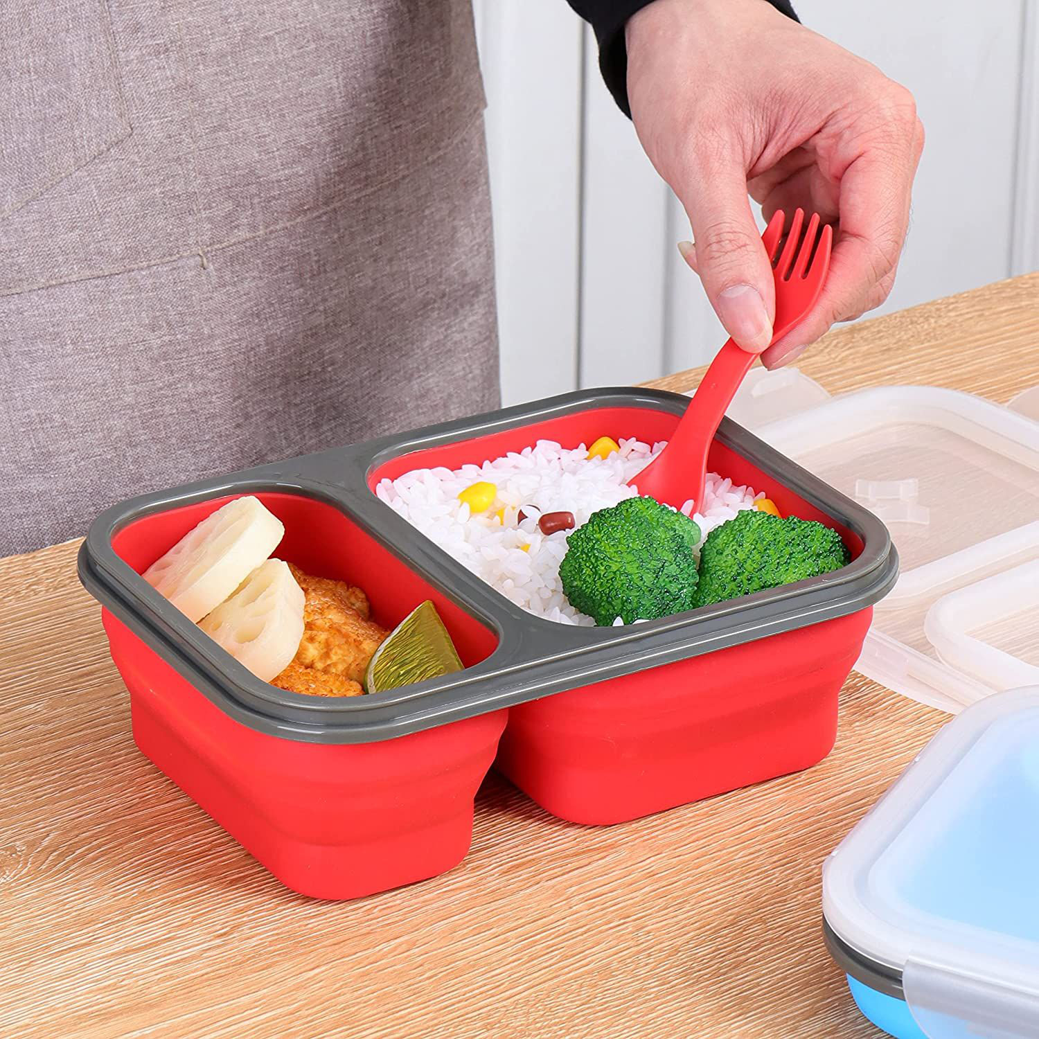 Premium Silicone Collapsible Food Storage Container with Silicone Leakproof  Lid