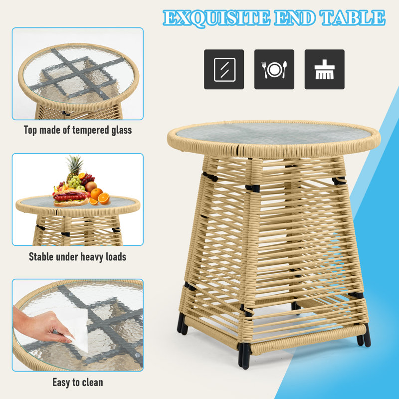  3 Piece Patio Rattan Bistro Set, Outdoor All Weather Wicker Furniture Chairs With Table And Soft Cushions, Modern Conversation Set Ideal For Balcony, Garden And Poolside