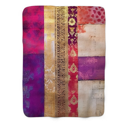 Jeté Sari Collage - 1 pièce Sherpa Premium