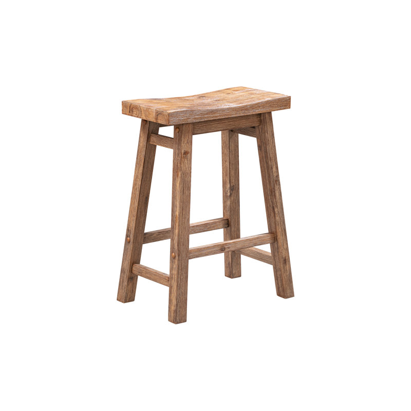 Alessandro Counter Stool with Solid Wood Frame, Counter Stool (24" Seat Height), 2, Barnwood Wire-Brush