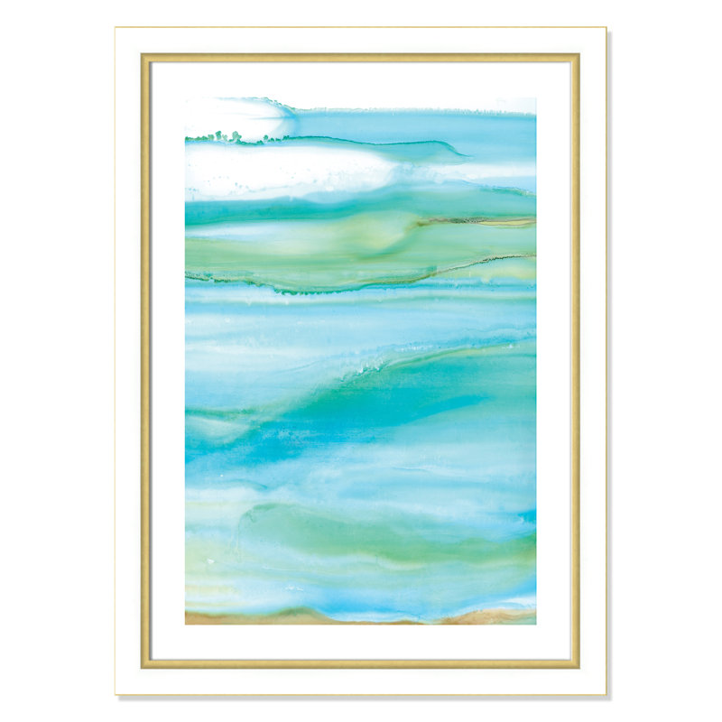 Coastal Abstract I - peinture encadrée, H 37,75 po x l 27,75 po x P 1,13 po, Cadre blanc et or