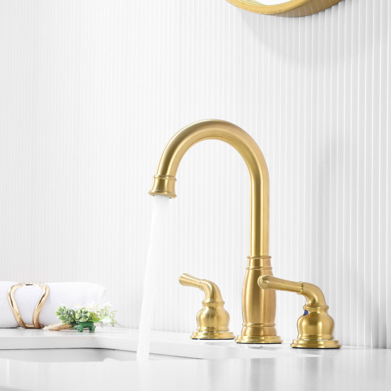 2-handle Bathroom Faucet with Drain Assembly, Brushed Gold
