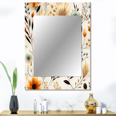 Motif de fougères de minimalisme minimaliste - miroir floral, miroir mural floral unique, impression d'art en métal