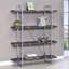 Bibliothèque à 4 tablettes à chevrons gris rustique, structure en métal, pour décoration intérieure chevrons avec 4 tablettes, articles de maison contemporains