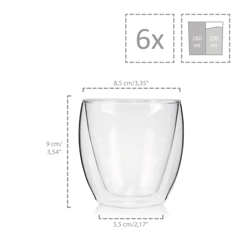 Laiten 200ml Handmade Double Wall Glass Set