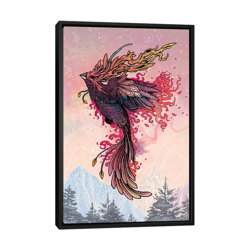 «Phoenix», impression sur toile, H 26 po x l 18 po x P 1,5 po, Toile avec cadre noir, Pas de tapis