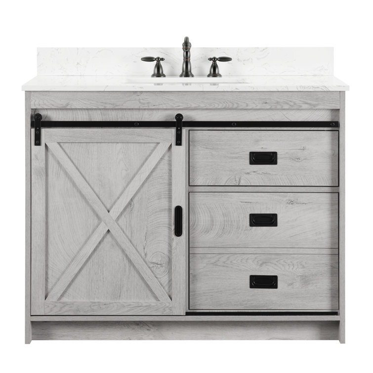 Jillian 42'' Free-standing Single Bathroom Vanity with Engineered Stone Vanity Top