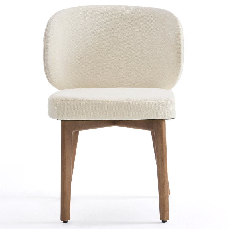 Chaise de meuble-lavabo très large rembourrée de 20,1 po, fauteuil d'appoint avec haut dossier à oreilles et fauteuil sans accoudoirs avec pieds en bois massif pour salle à manger, meuble-lavabo de bureau, beige, simple