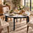 51.18" Multifunctional Extendable Dining Table with Built-In Induction Cooktop and Marble-Pattern Top