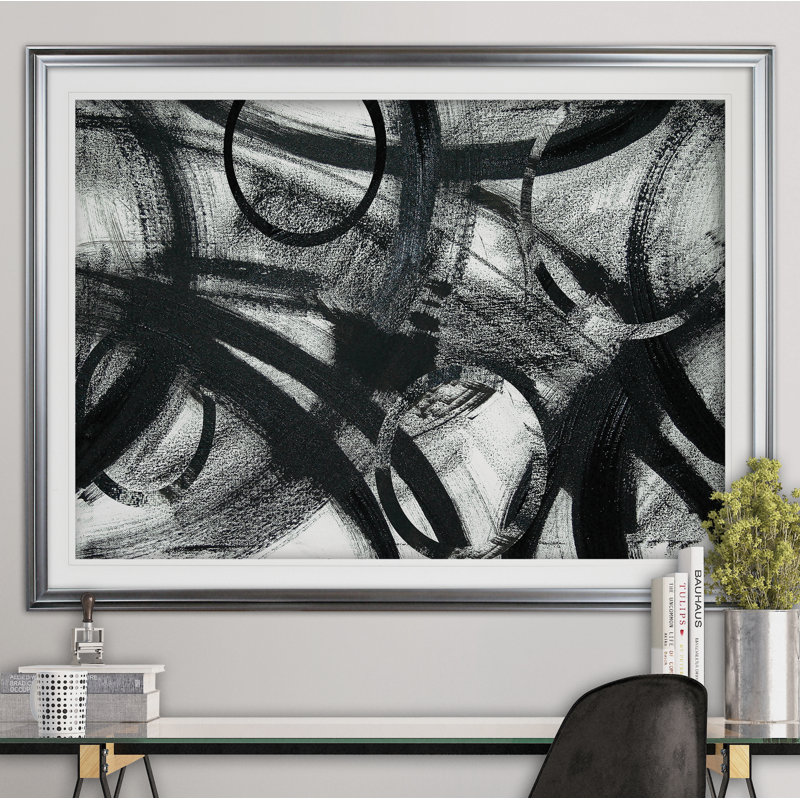 « rain on sable lake », reproduction de peinture à l’acrylique encadrée, H 30 po x l 40 po x P 1,5 po, Argent