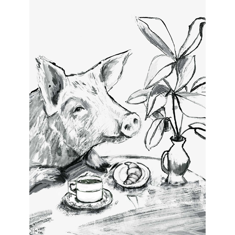 " Breakfast Piggy Sketch ", 16" H x 12" W