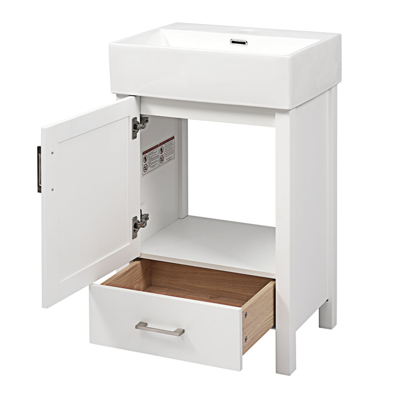 Bathroom Vanity With Ceramic Sink, White