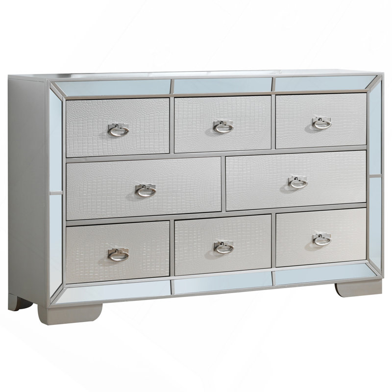 Commode de rangement élégante à champagne argenté