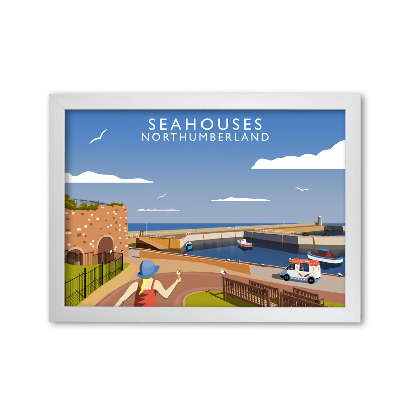 Seahouses Northumberland 1 Piece Single Picture Frame Wall Art, 42 cm H x 59.4 cm W x 3 cm D, White