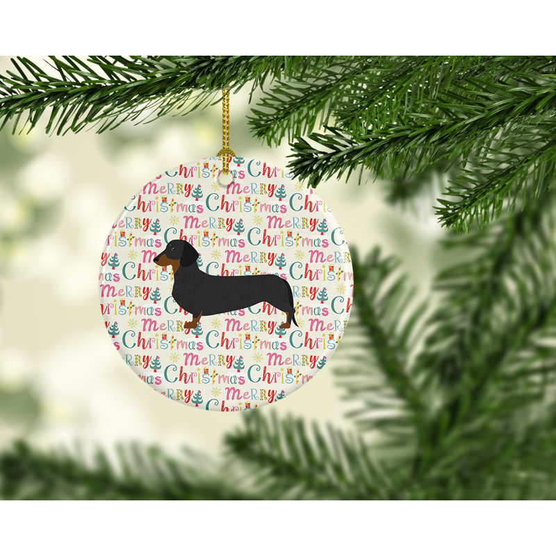 Ornement suspendu teckel Merry Christmas