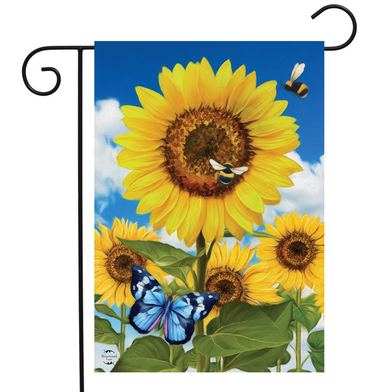 Drapeau de jardin d'été tournesols et abeilles