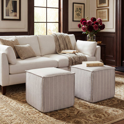 Modern Square Pouf Ottoman Footstool, 19" X 19" X 18", Multi-Functional For Living Room, Bedroom (Multiple Patterns)