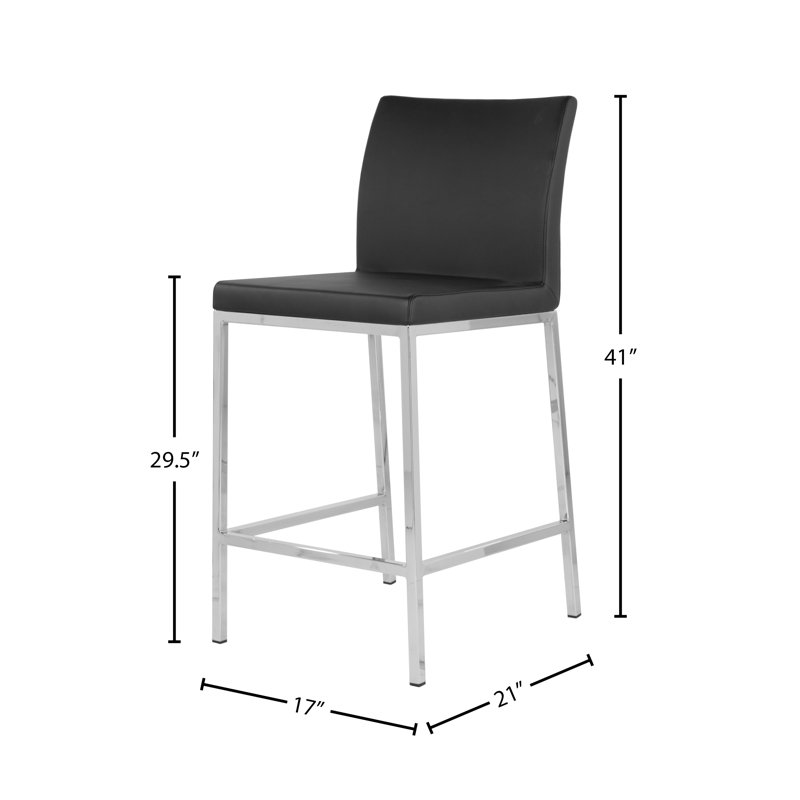 Kunze Jersey Bar & Counter Stool, Black, Bar Stool (29.5" Seat Height)