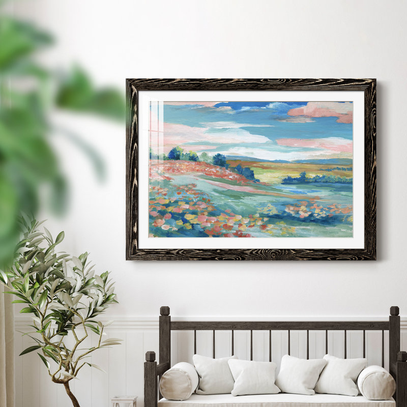 Vue pastorale - Peinture encadrée, H 31,5 po x l 23,5 po x P 1,5 po, Cadre noir