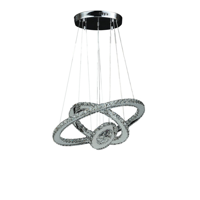 Petit lustre à télécommande à intensité réglable en cristal blanc pur à 11 anneaux de 11,8 po à 47,2 po Eira