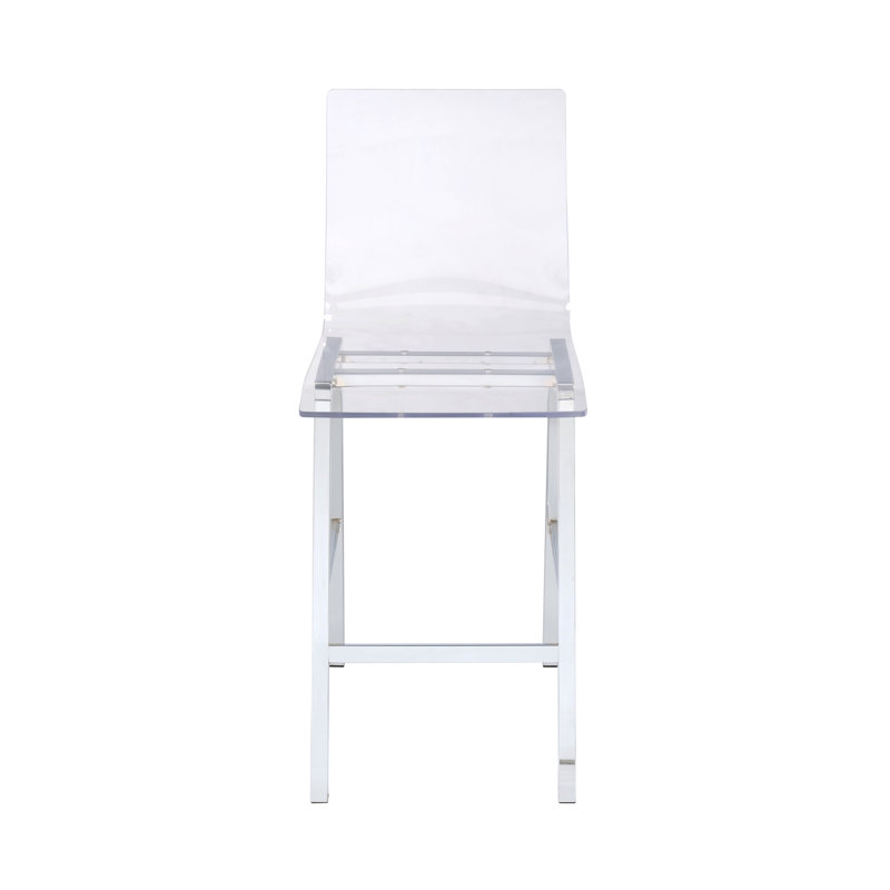 Ensemble de chaises à hauteur de comptoir en acrylique transparent et chrome (ensemble de 2)