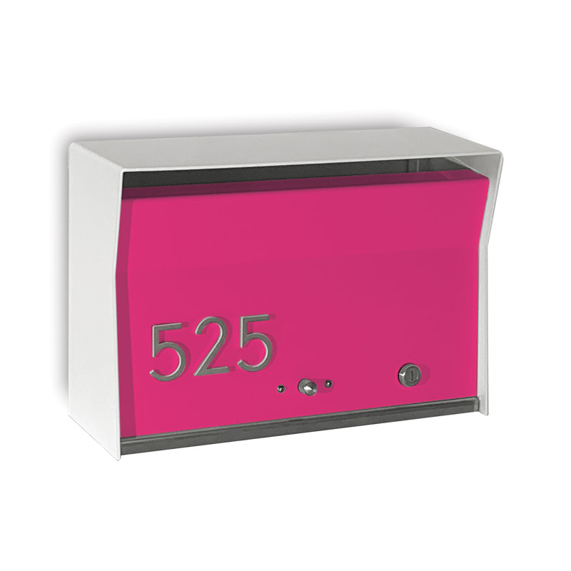 Boîte aux lettres murale verrouillable RetroBox, Blanc/rose, Oui