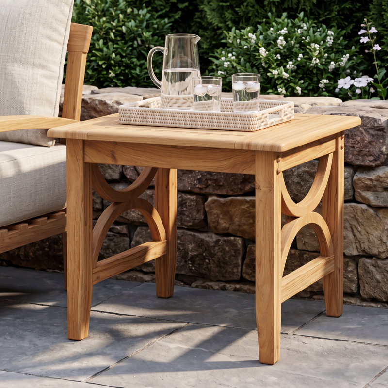Brunswick Teak Outdoor Side Table, Natural