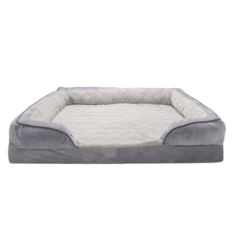 Jumbo Granite Gray Orthopedic Faux Fur Pet Sofa Bed