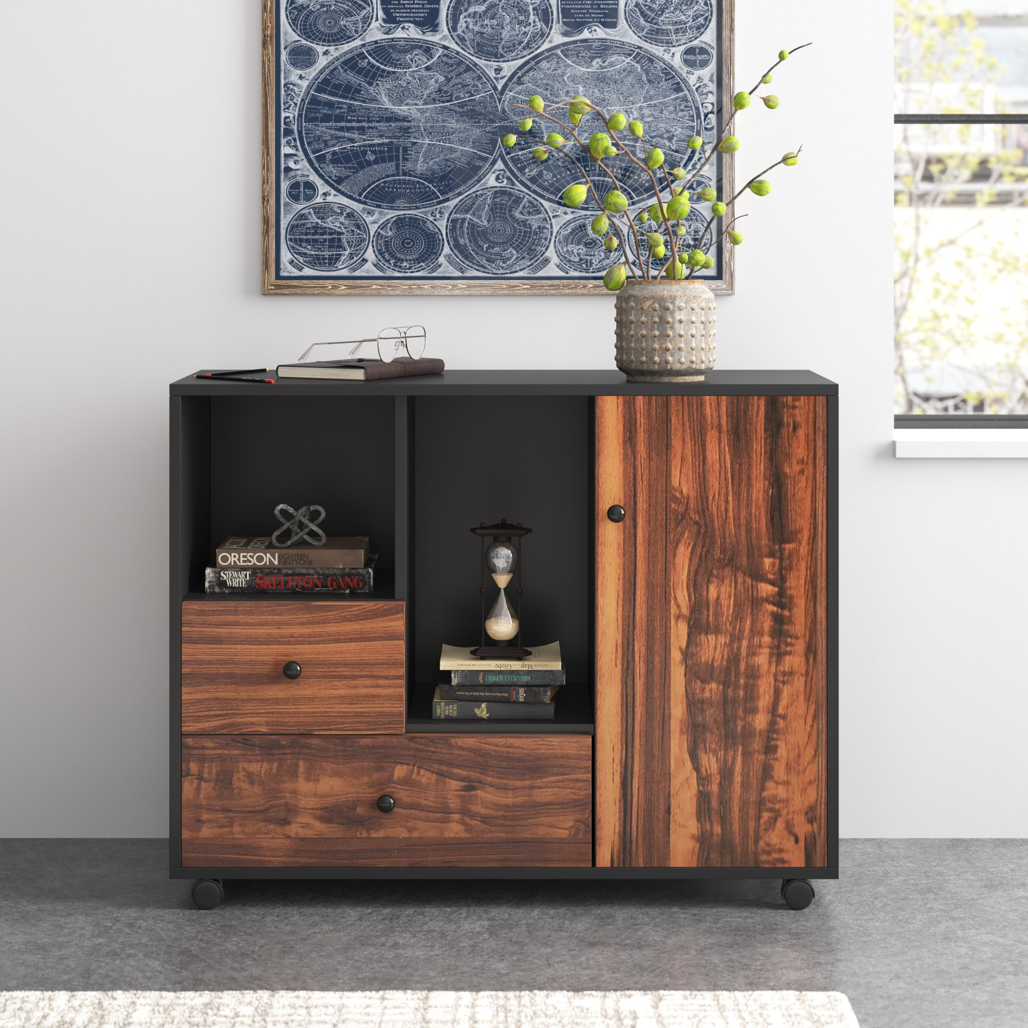 17 Stories 2 Drawer Mobile Lateral Filing Cabinet Wayfair