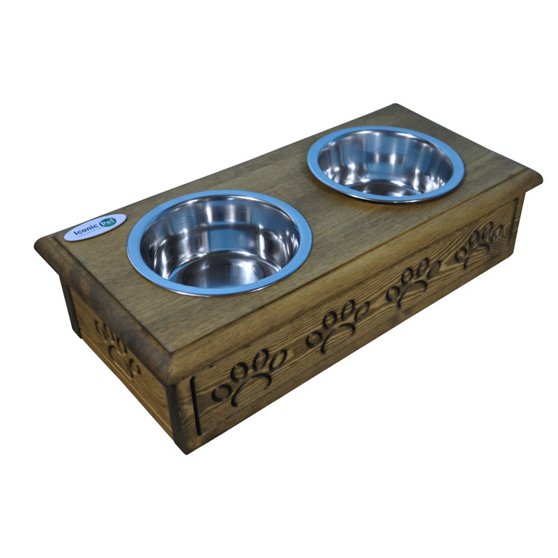 Sassy Paws Anti-Skid Elevated Feeder, Rustic Brown