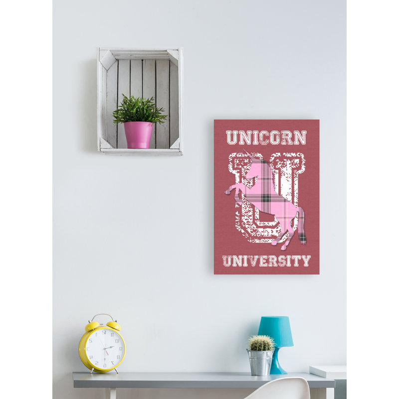 « licorne-écossais rose », impression Kennedale, H 30 po x l 24 po, Toile tendue