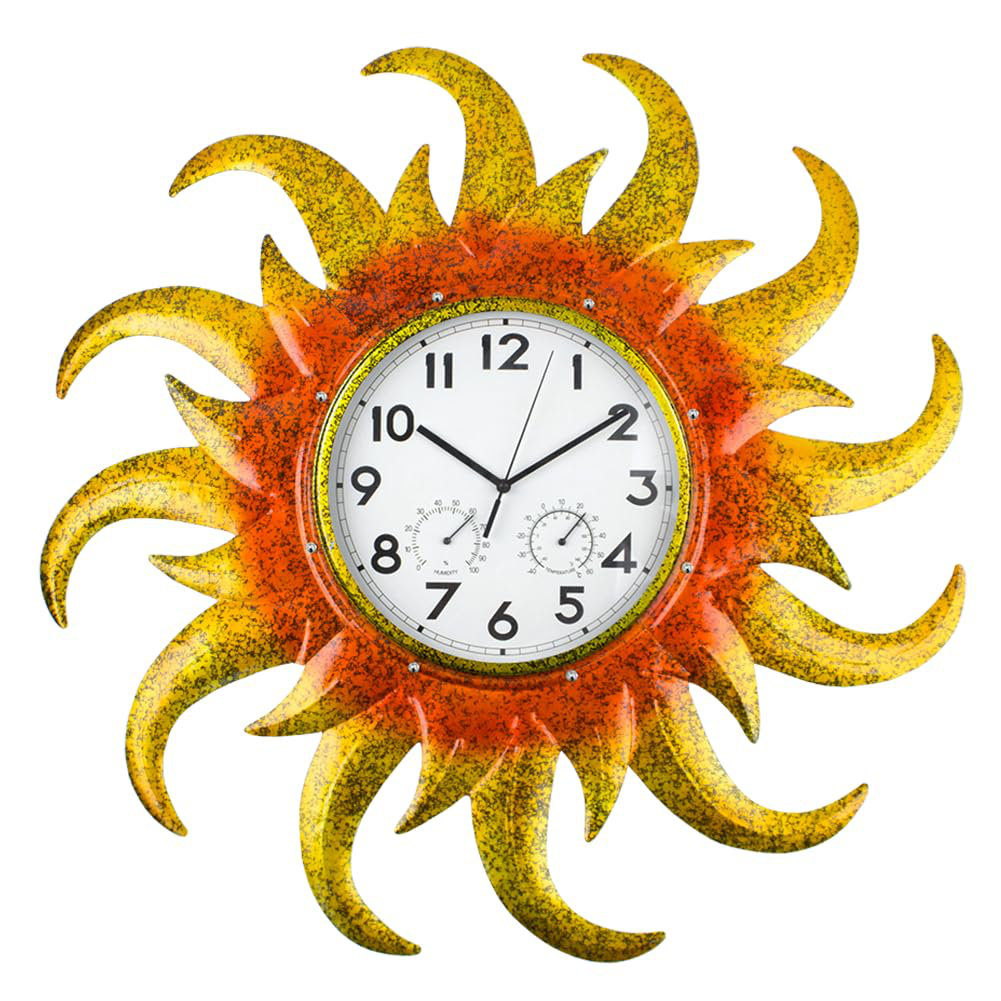 HOBYLUBY Large Outdoor Clock With Thermometer & Humidity