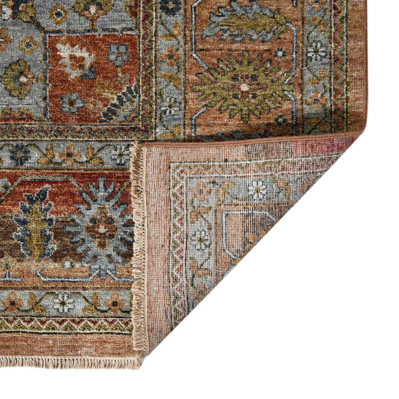 Wool Geometric Area Rug in Orange, Rectangle 8' x 10'