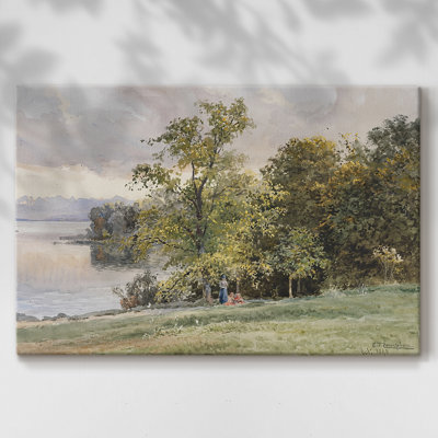 Edward Theodore Compton "Lake Landscape" - Art mural de qualité musée sur toile tendue