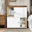Armoire à litière à double couche pour litière pour chat avec grattoir et tapis pour litière, blanc