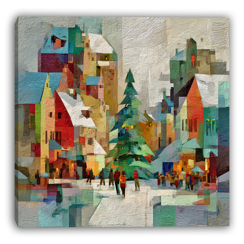 Abstrait, art carré sur toile, arbre carré, H 12 po x l 12 po