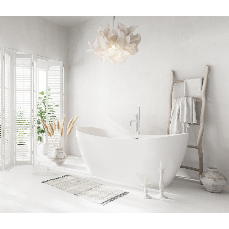 Baignoire de 67 pouces en blanc brillant avec garniture, Chrome
